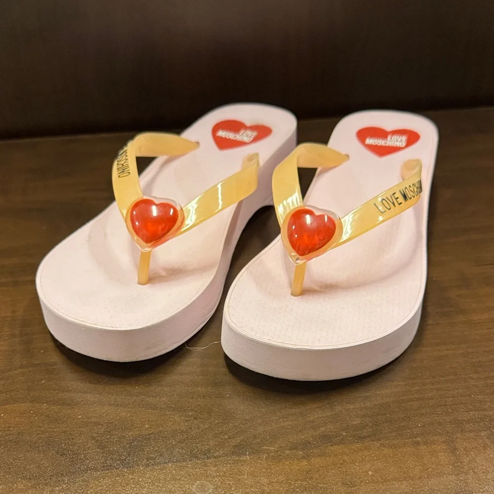Love Moschino Women's Sandals with Red Heart Accent - Picture 1 of 6